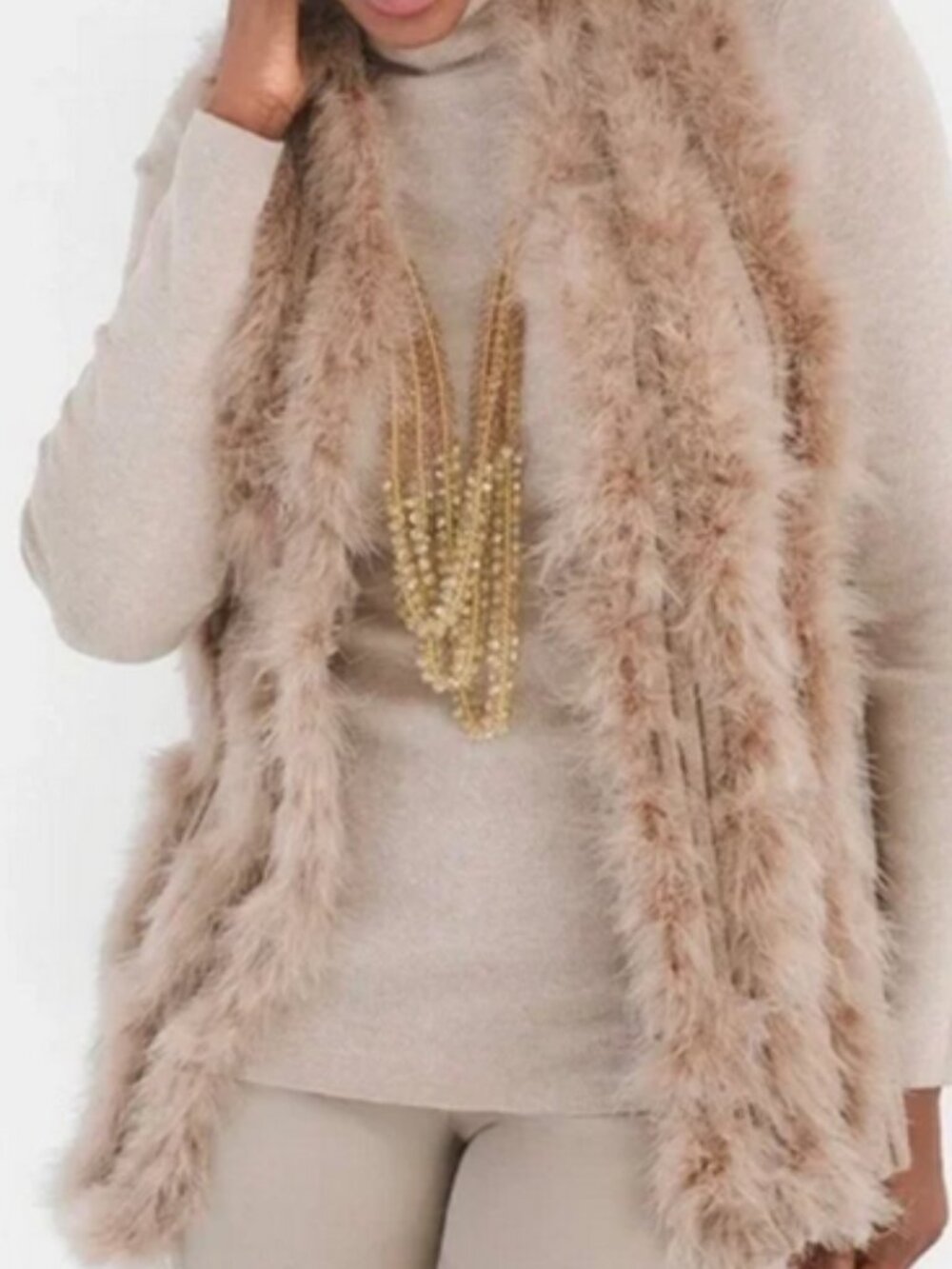 Chico's Blush Faux Fur Sweater Vest size 1